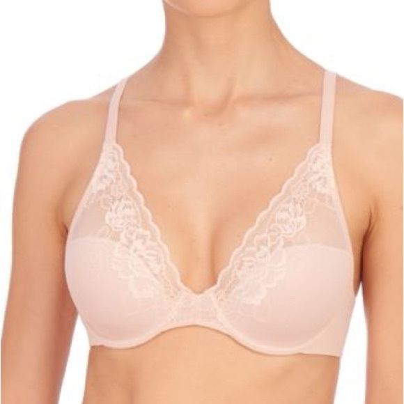 Natori • NWOT Lace Trim Pink Bra - Picture 1 of 6